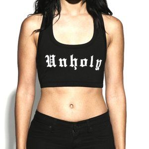 Black Craft Distressed Unholy Sports Bra/Crop Top